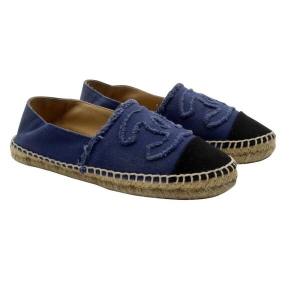 Chanel Espadrille 37 Quilted Linen CC Flats CC-1217P-0005 - Picture 5 of 10